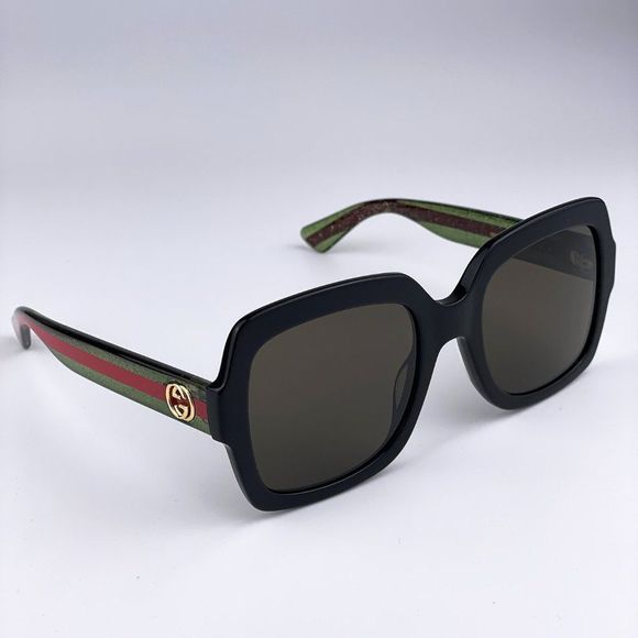 Brand NEW GUCCI GG0036SN 002 Black Green Red Square Women Sunglasses